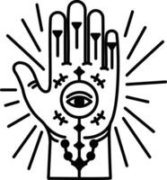 hand with a eye in the middle of it vector
