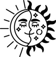 cartoon sun with a smiling face and a smiling moon vector