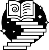 book with a spiral on the cover and a staircase underneath it vector