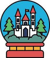 A castle is shown in a snow globe with trees in the background vector