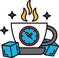 A cup with a clock on it and ice cubes in the bottom vector