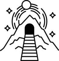 mountain with a tunnel leading to a cave vector