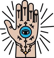 A hand with a blue eye in the middle of it vector