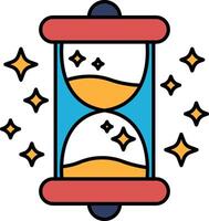 A clock with a red and blue face and a white hour hand vector