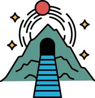 A mountain with a tunnel leading to a cave vector