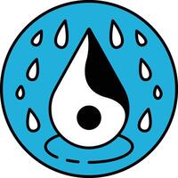 A blue circle with a black and white drop in the middle vector