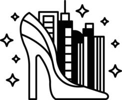high heel shoe with a city skyline in the background vector
