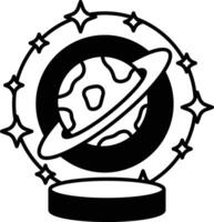 cartoon drawing of a planet with a circle around it vector