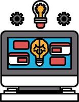 A computer monitor with a light bulb on it vector