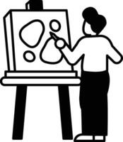 man is painting a picture on a canvas vector