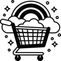 shopping cart with a rainbow on it vector