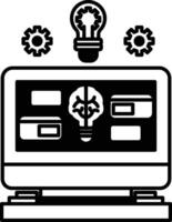 computer monitor with a light bulb on it vector