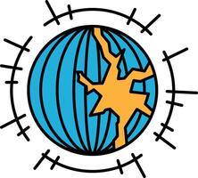 A cartoon drawing of a globe with a hole in it vector