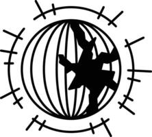 cartoon drawing of a globe with a hole in it vector