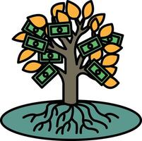 A tree with many green leaves and many green and yellow bills vector
