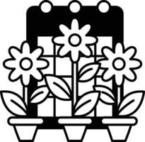 calendar with a background and three flowers in pots vector