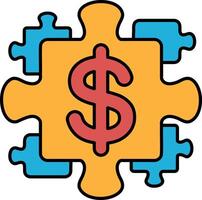 A puzzle piece with a dollar sign in the middle vector