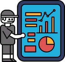The robot is pointing at a graph on a screen vector