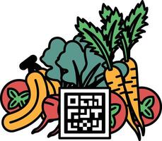 A bunch of vegetables and a QR code vector