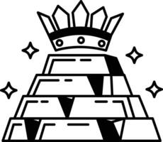gold crown sits on top of a stack of gold bars vector