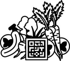 bunch of vegetables and a QR code vector