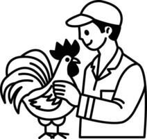 man is petting a chicken vector
