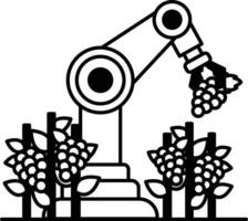 robot is picking grapes from a vineyard vector
