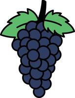 A close up of a bunch of grapes with a green leaf on top vector
