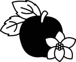 apple with a leaf on top of it vector