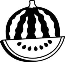 cartoon drawing of a watermelon with a slice missing vector