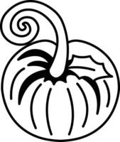 cartoon pumpkin with a stem and leaf vector