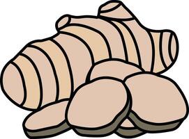 A close up of a bunch of ginger root slices vector