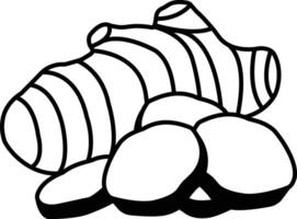 close up of a bunch of ginger root slices vector