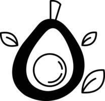 cartoon drawing of an avocado with a leaf on top vector