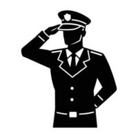 Police officer giving a respectful salute with a steady stance vector