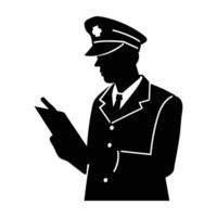 Police officer issuing a traffic ticket during a busy shift vector