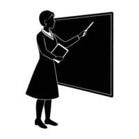 Teacher Writing on a Chalkboard with Clear Bold Demonstrations in a Modern Classroom vector