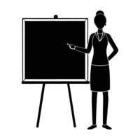 Educator Standing by a Whiteboard Illustrating Key Ideas in an Interactive Lesson vector