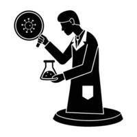 Scientist actively working with a petri dish in a controlled lab environment vector