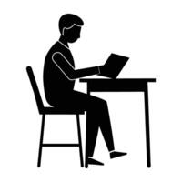 Dedicated Teacher Reviewing and Grading Student Papers in a Quiet Room vector