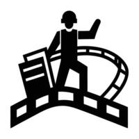 Excited person riding a VR roller coaster with intense thrill captured in silhouette vector