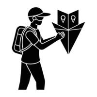 Modern person utilizing augmented reality for seamless real world navigation in silhouette vector