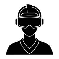 User Wearing a Mixed Reality Headset in a Futuristic Silhouette Display vector