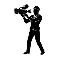 Virtual Reality Filmmaker Capturing a Dynamic Scene in a Bold Silhouette Style vector
