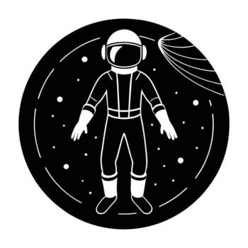 vr astronauta en espacio simulación capturado en un dinámica plano silueta vector