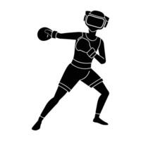 User Participating in a VR Boxing Simulation with Dynamic Energetic Movements vector