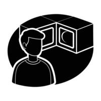 User Watching a 360 Degree VR in an Immersive Engaging Digital Environment vector