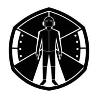 VR User Immersed in an Experience Displayed in a Striking Flat Silhouette vector