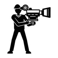Virtual Reality Filmmaker Capturing a Scene in a Creative Silhouette Format vector