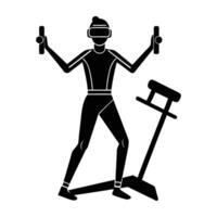 VR Fitness User Exercising in a Virtual Gym Demonstrated in a Clear Silhouette vector